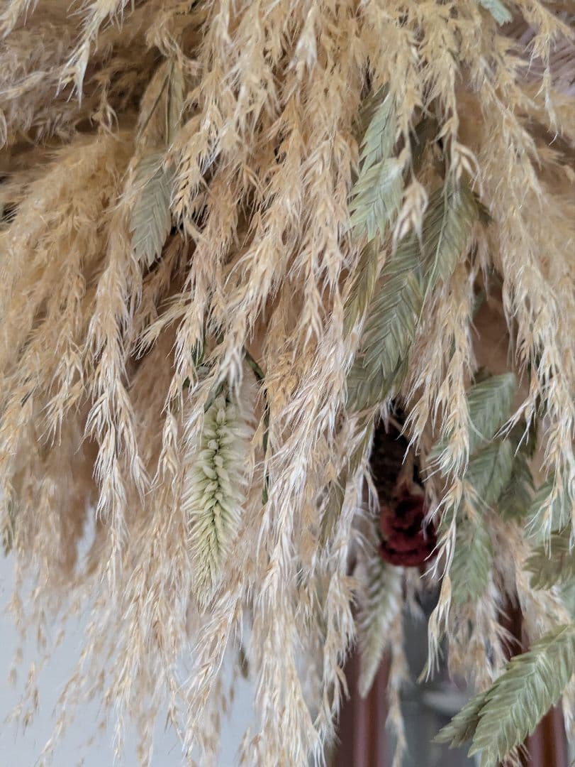 ドライフラワー★パンパスフライングボール★アンティーク風　ゆらゆら　1点物　癒し