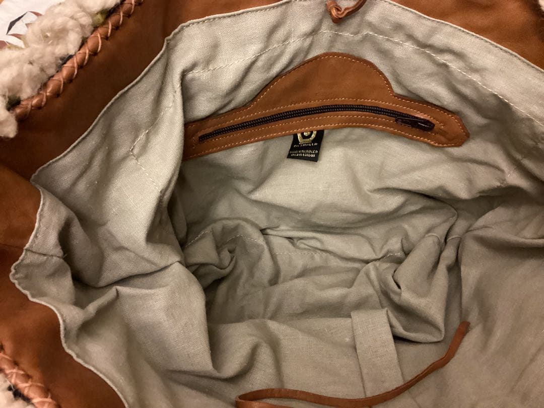 美品　En Shalla エンシャーラ　ラグ　ボアバッグ　モロッコ　LONDON