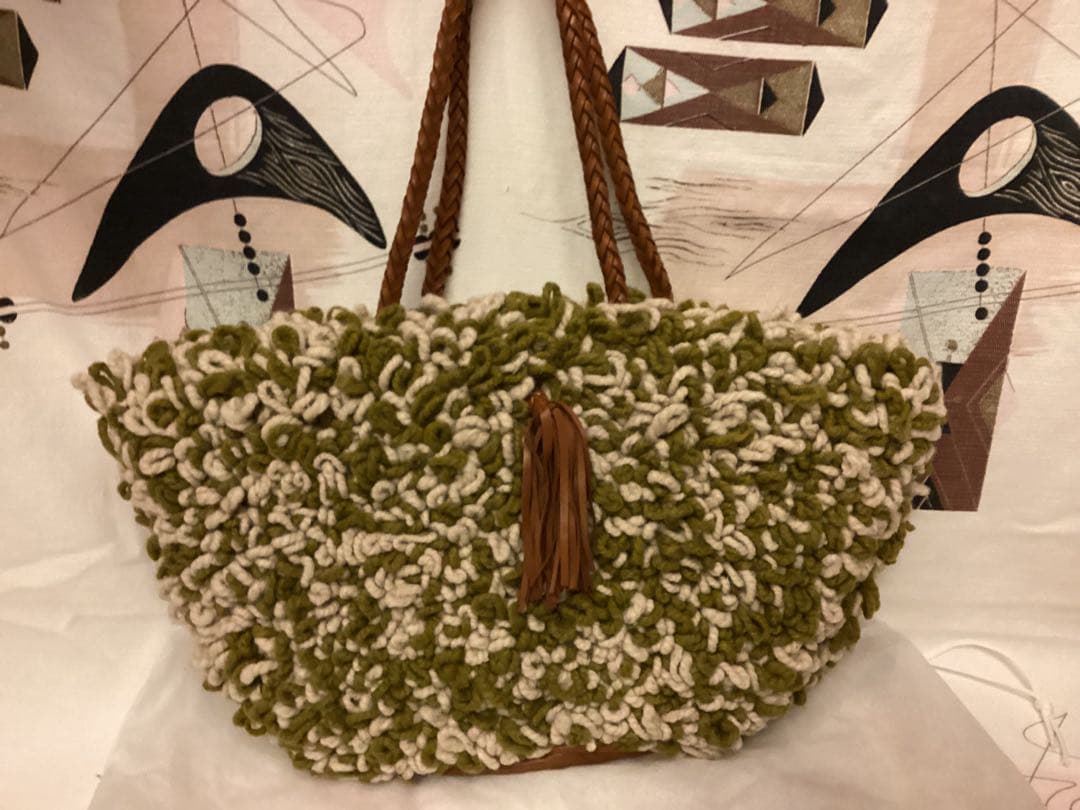 美品　En Shalla エンシャーラ　ラグ　ボアバッグ　モロッコ　LONDON