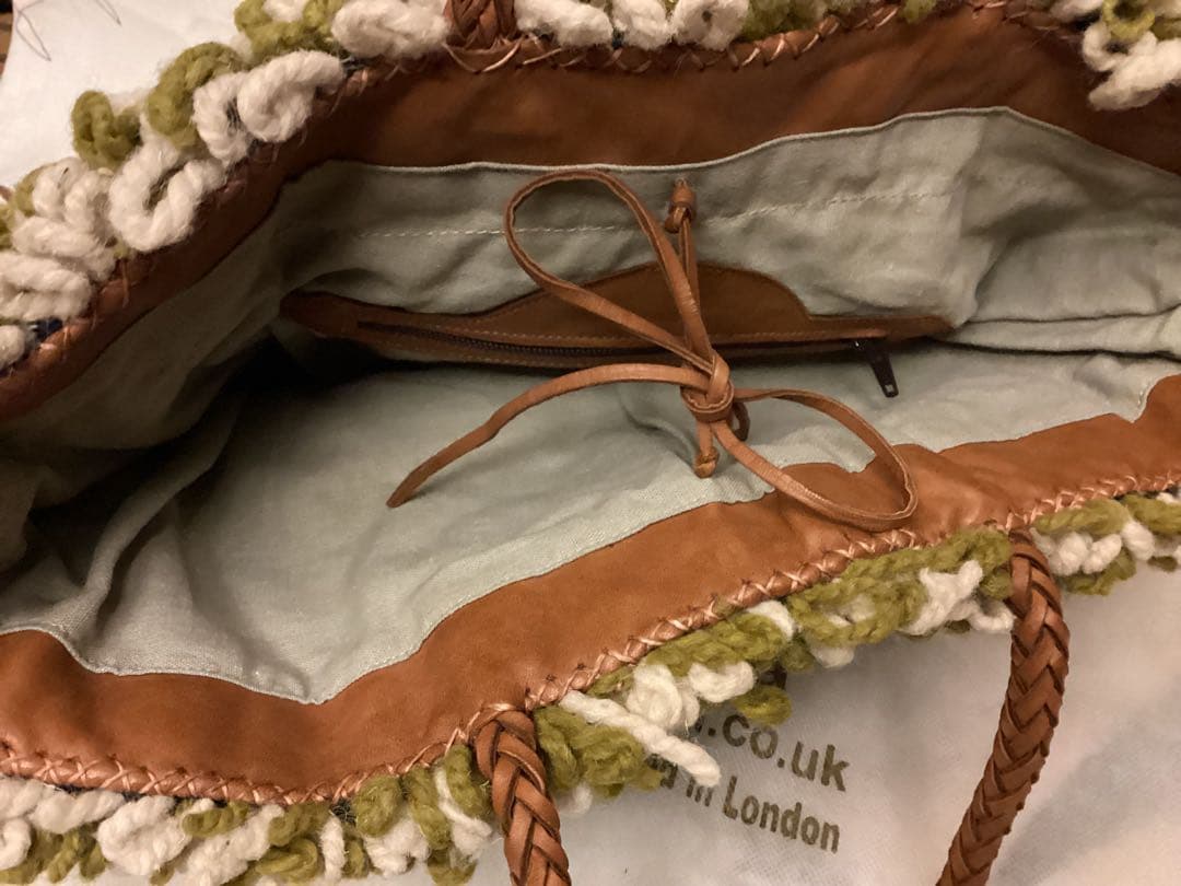 美品　En Shalla エンシャーラ　ラグ　ボアバッグ　モロッコ　LONDON