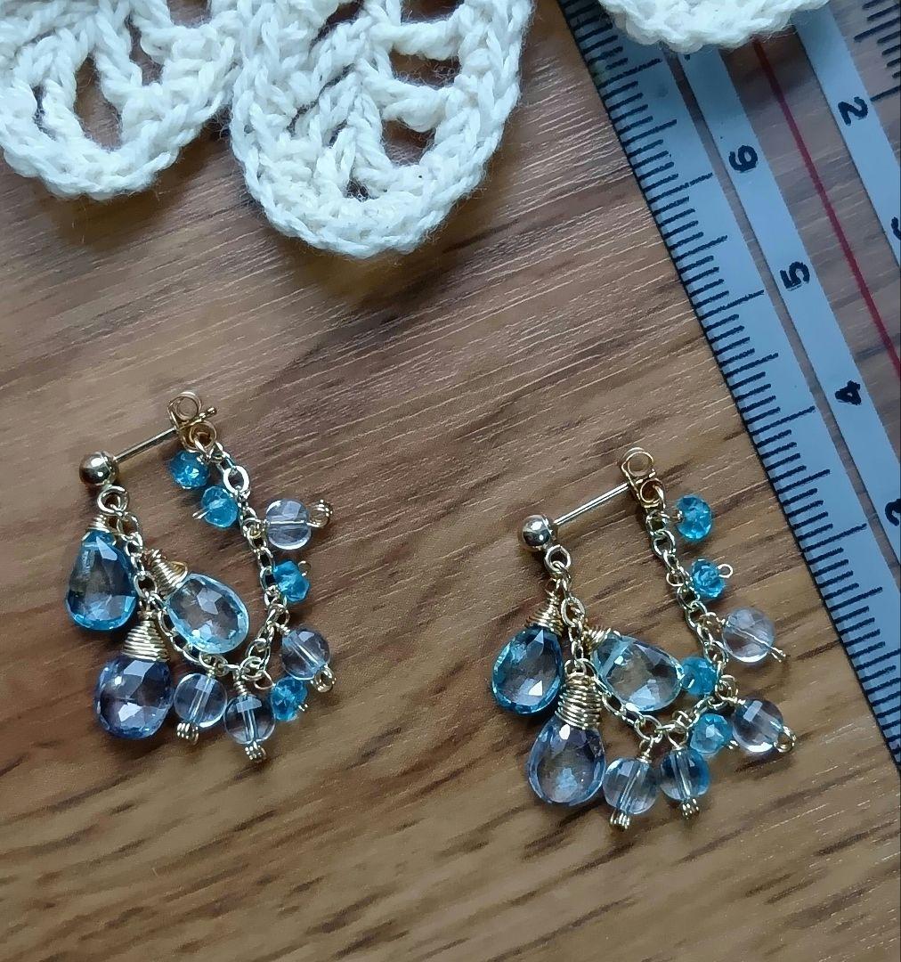 674　たっぷり宝石質トパーズのポストピアス