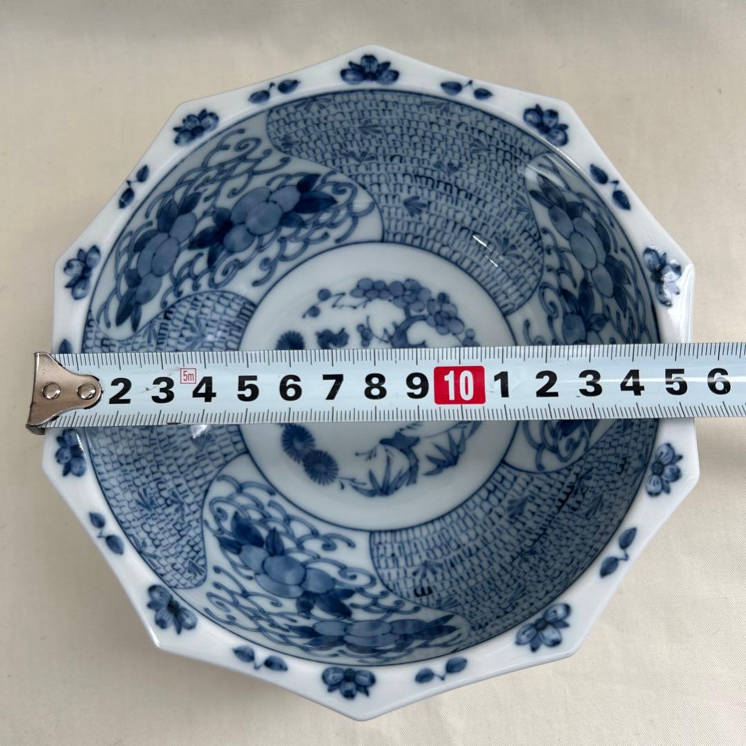 龍峰　染付　八角鉢　３つ　中鉢　１つ