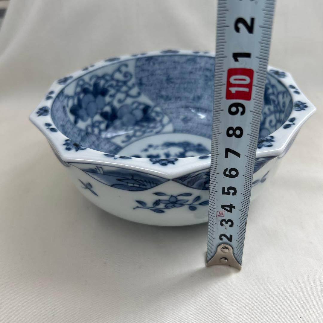 龍峰　染付　八角鉢　３つ　中鉢　１つ