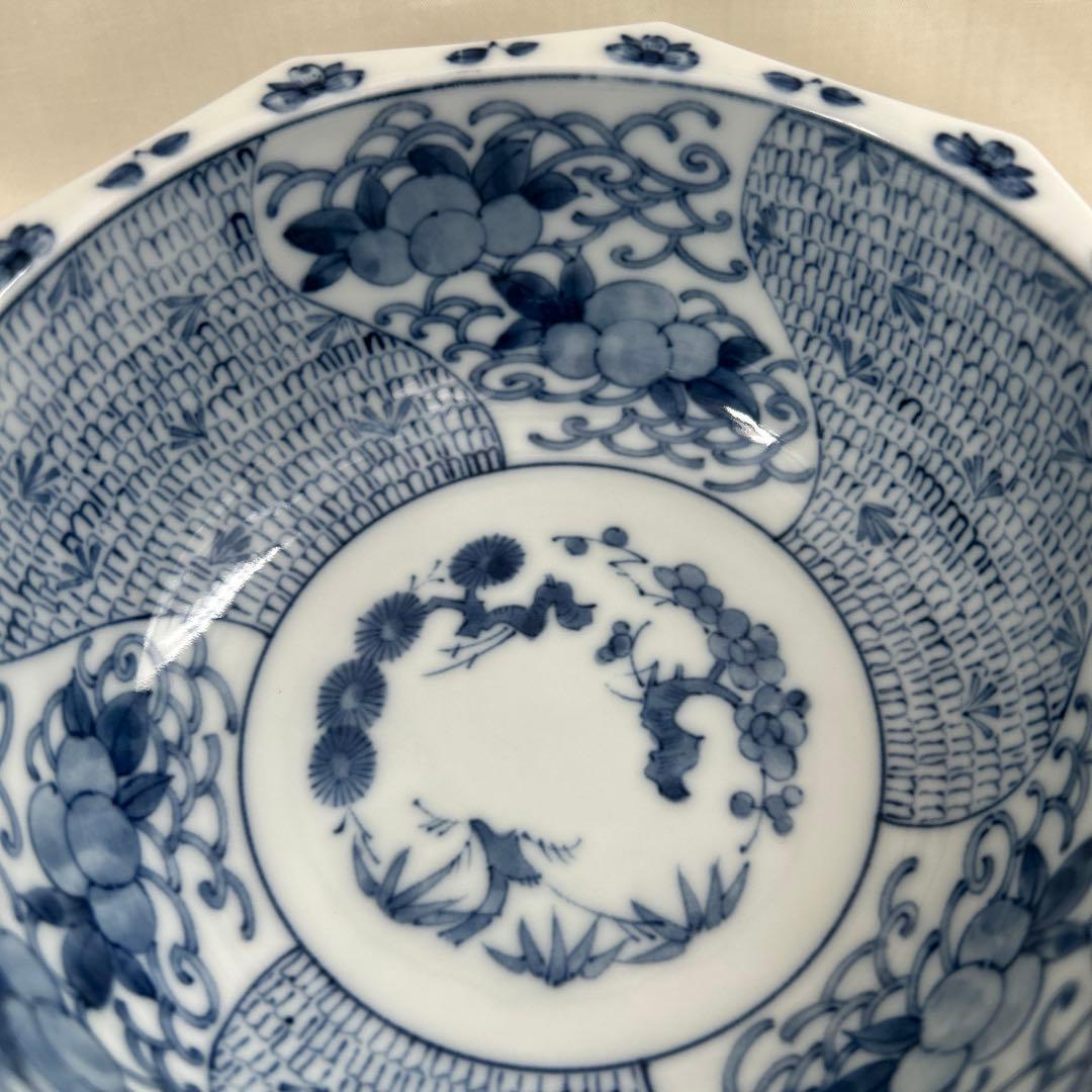 龍峰　染付　八角鉢　３つ　中鉢　１つ