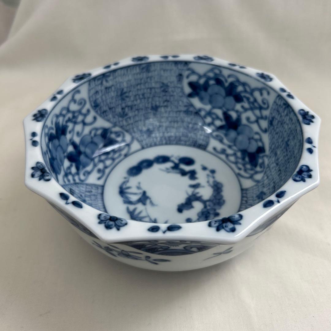 龍峰　染付　八角鉢　３つ　中鉢　１つ