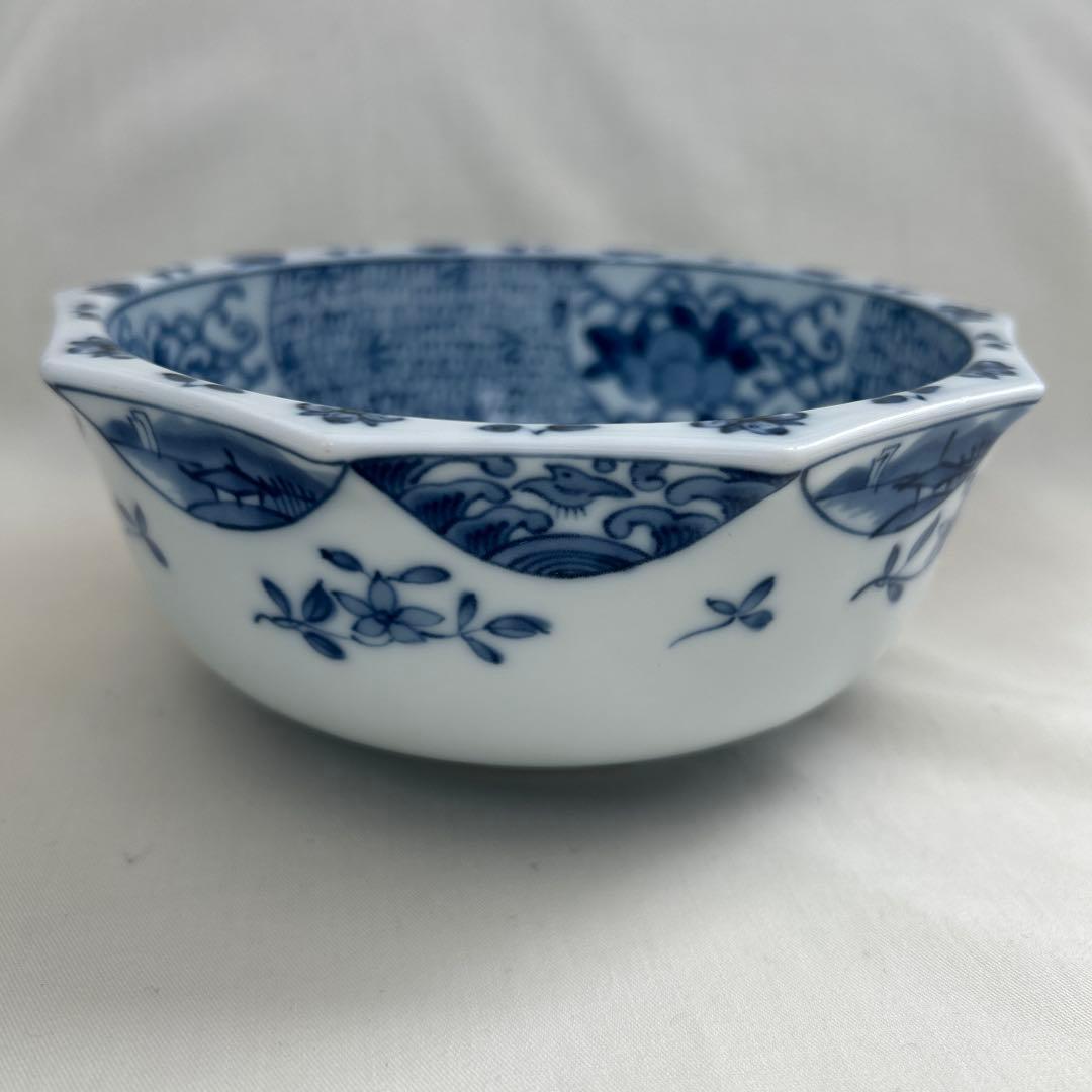 龍峰　染付　八角鉢　３つ　中鉢　１つ