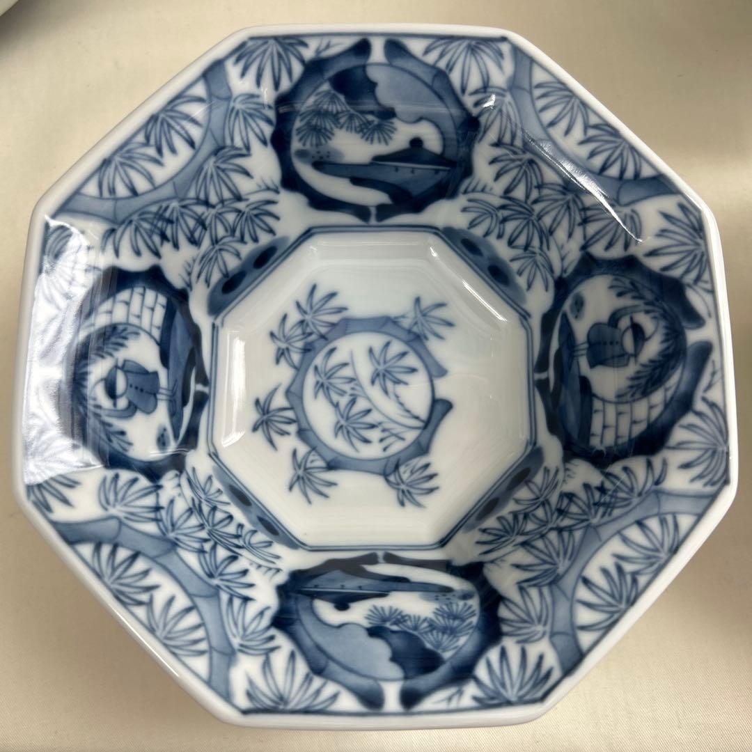 龍峰　染付　八角鉢　３つ　中鉢　１つ
