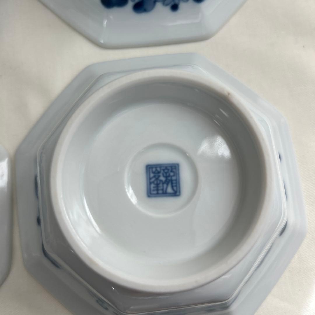 龍峰　染付　八角鉢　３つ　中鉢　１つ