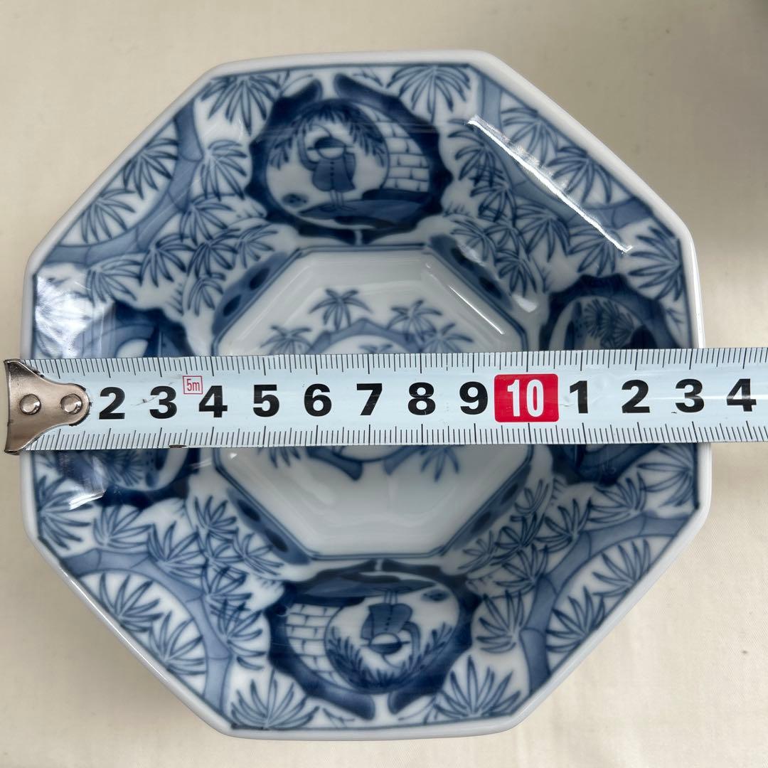 龍峰　染付　八角鉢　３つ　中鉢　１つ