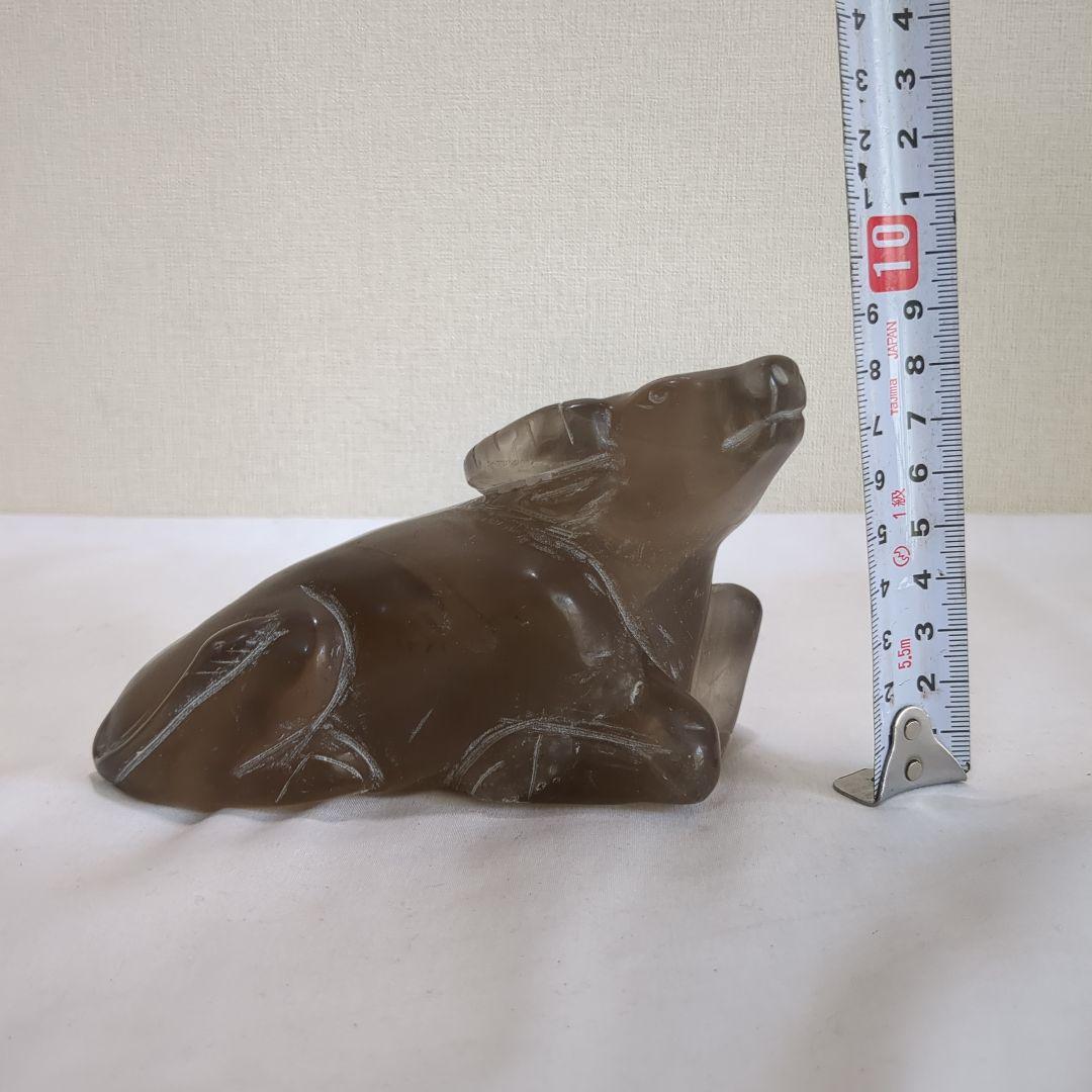スモーキークォーツ 天然石 水晶 牛 置物 魔除け