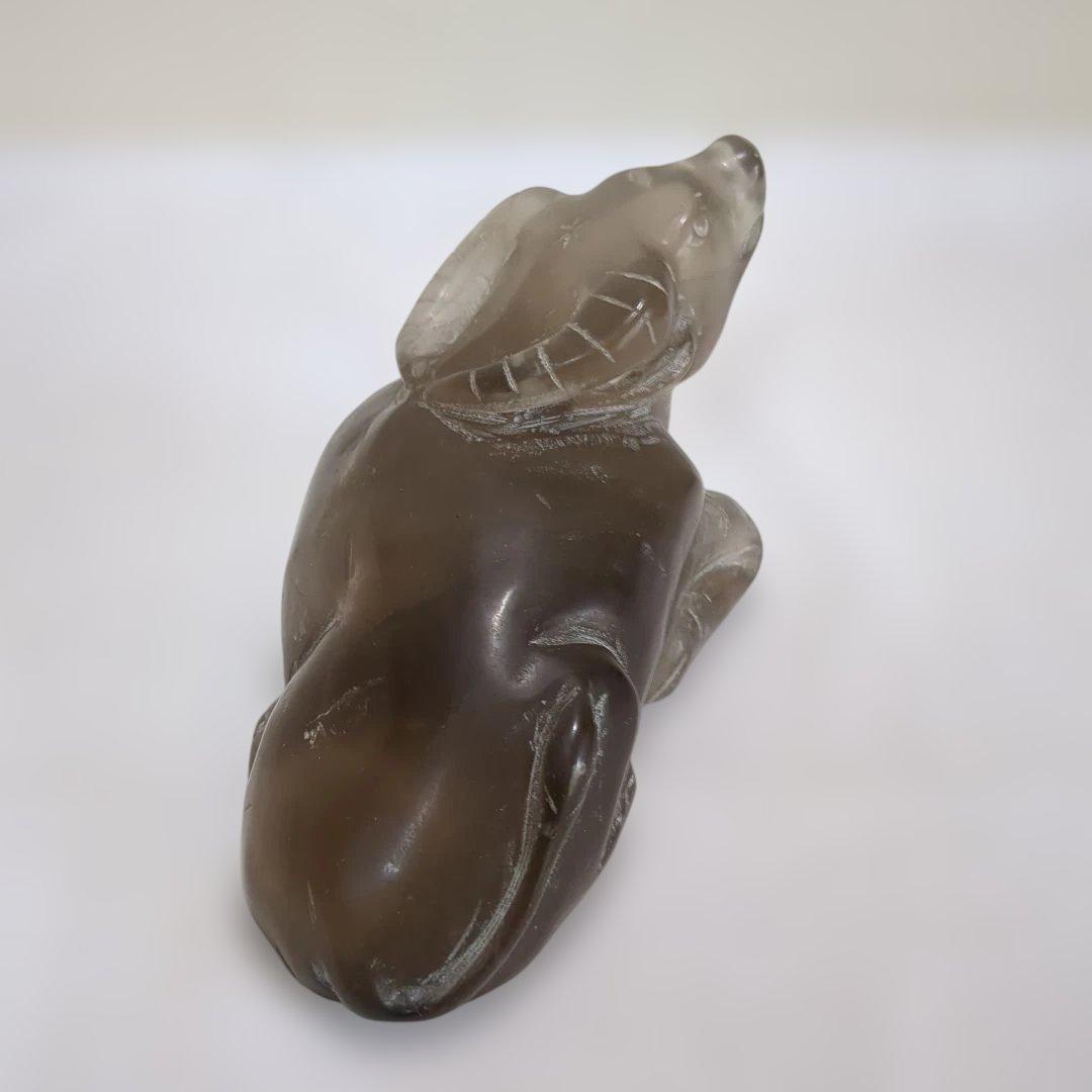 スモーキークォーツ 天然石 水晶 牛 置物 魔除け