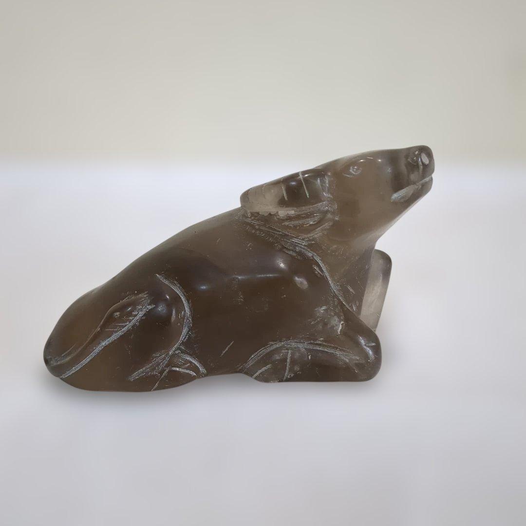 スモーキークォーツ 天然石 水晶 牛 置物 魔除け