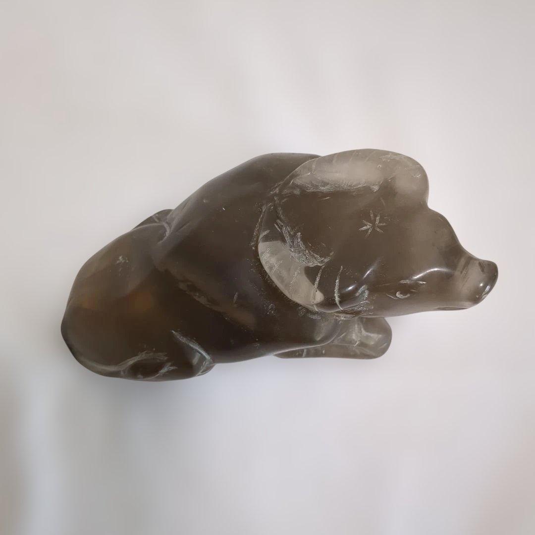 スモーキークォーツ 天然石 水晶 牛 置物 魔除け