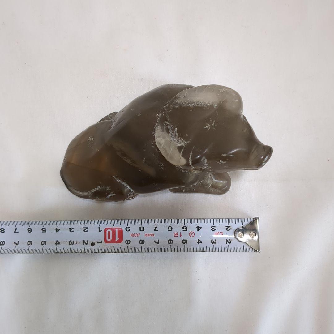 スモーキークォーツ 天然石 水晶 牛 置物 魔除け