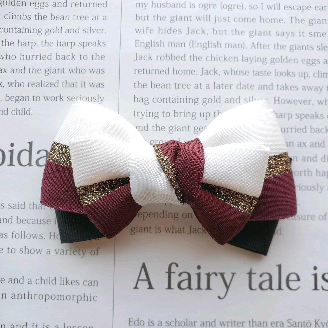 リボン　ヘアゴム♡セレシャムリボン♡ワイン♡ハンドメイド