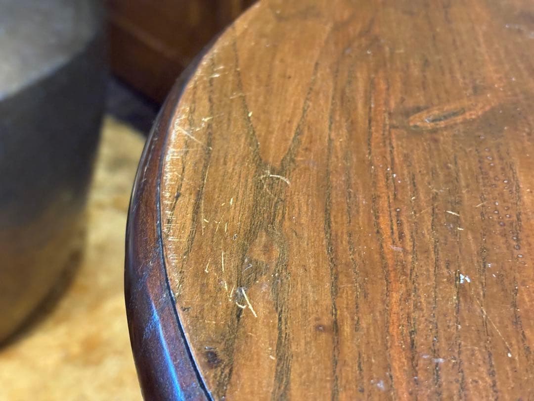 無垢材　アンティーク　コンソール　円形　サイドテーブル　ナイトテーブル　SG