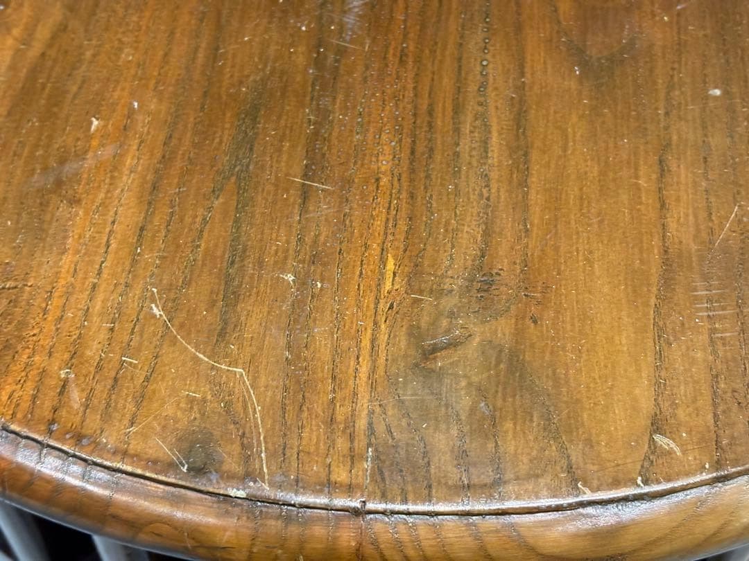 無垢材　アンティーク　コンソール　円形　サイドテーブル　ナイトテーブル　SG