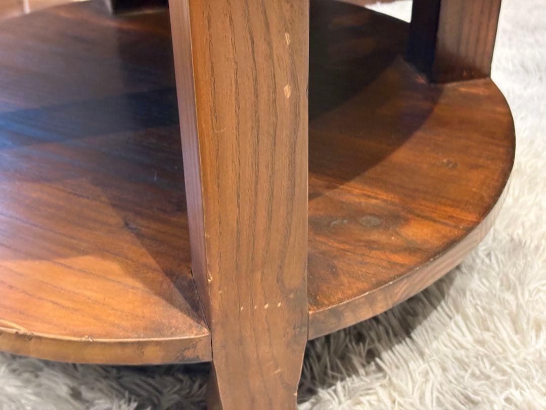 無垢材　アンティーク　コンソール　円形　サイドテーブル　ナイトテーブル　SG