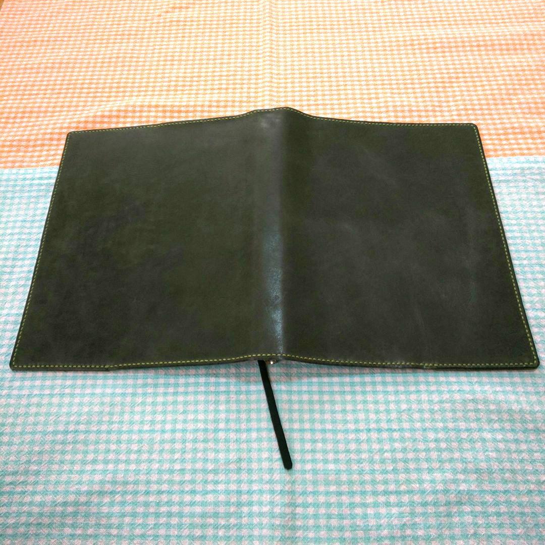 オイルワックスヌメ革 ダークグリンカバー B5 26穴バインダー付