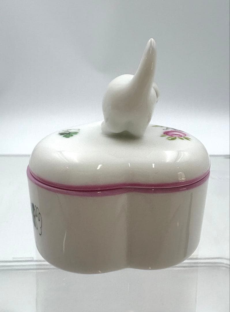 未使用保管品　ヘレンド ウィーンの薔薇　猫　ミニ小物入れ ボンボニエール　箱付