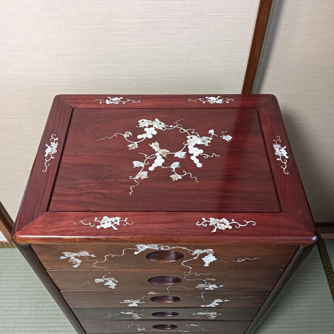 チェスト　螺鈿細工　唐木　花梨　引き出し　葡萄　小物入れ 7段