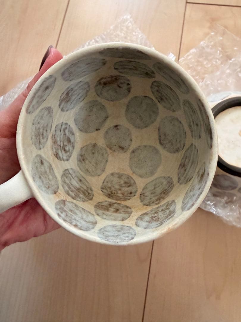 ⭐️新品⭐️ 作家くまがいのぞみ⭐️マ水玉陶器マグカップ水⭐️ペアセット