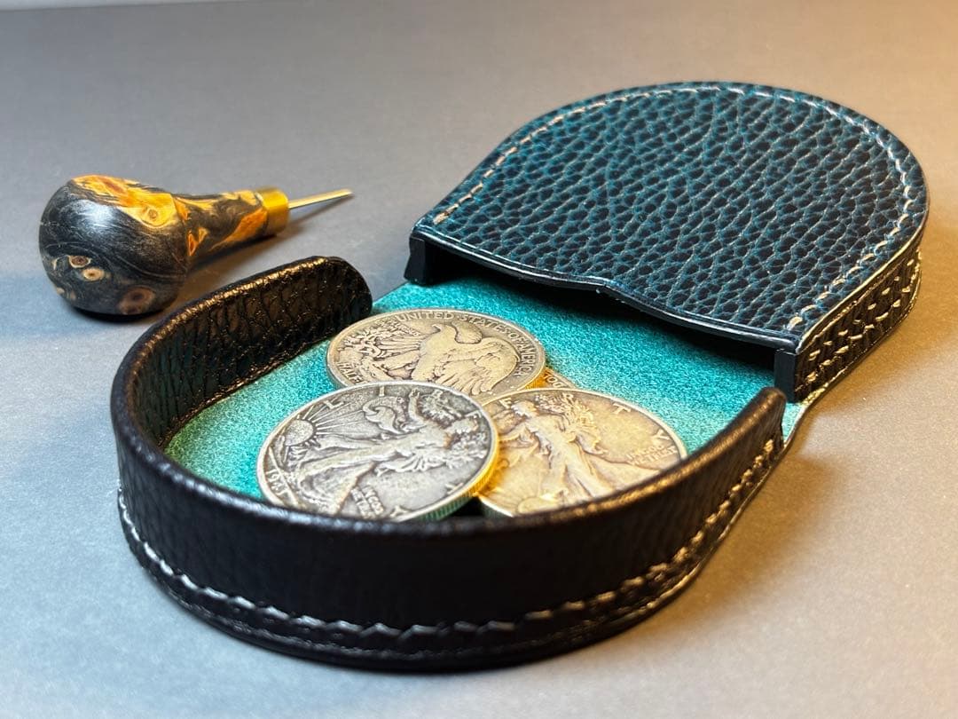 馬蹄型ケース ドラーロ イタリアンレザー 　ハンドメイド　レザークラフト