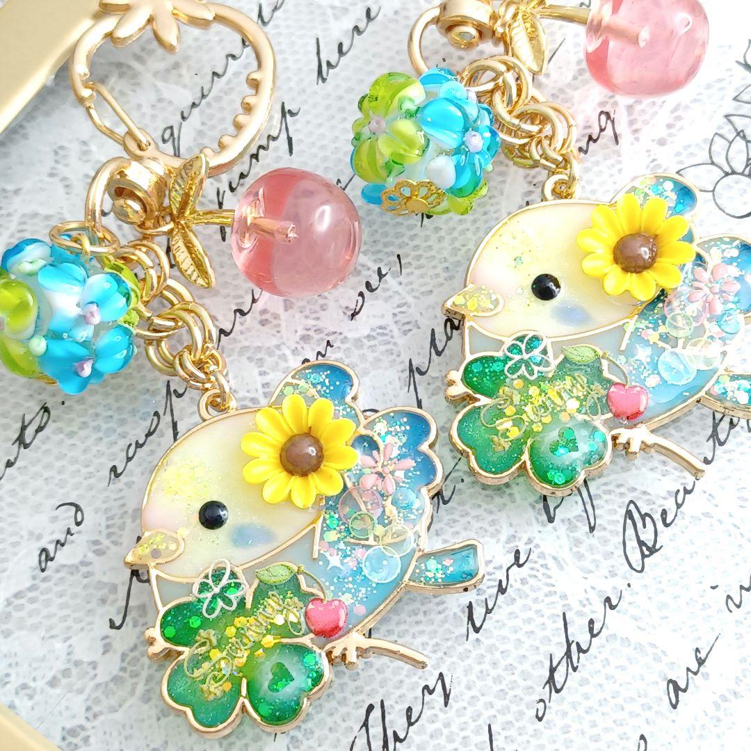 セキセイブルー☆小鳥シリーズ☆他レジンキーホルダー計6点