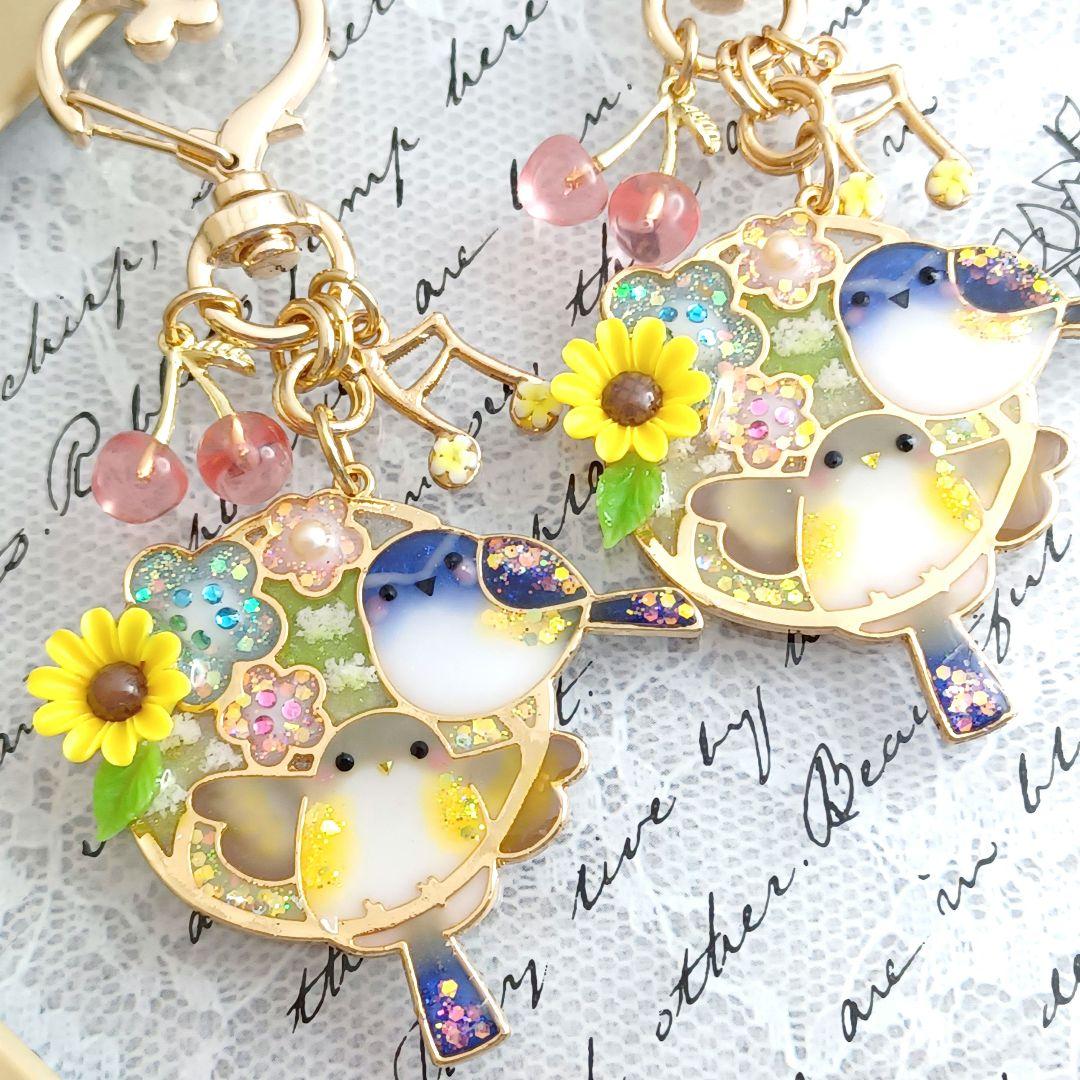 セキセイブルー☆小鳥シリーズ☆他レジンキーホルダー計6点