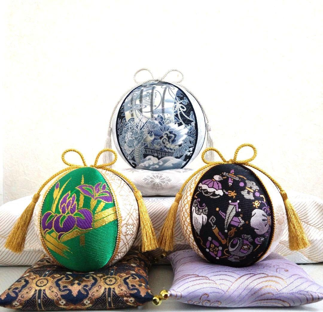 マチャケ 手毬 手鞠 てまり 刺繍 端午の節句 座布団付き２点+同送１点