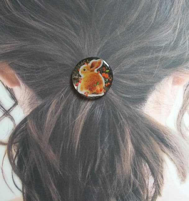 さくらんぼデザインうさぎちゃんラウンドレジンヘアゴム