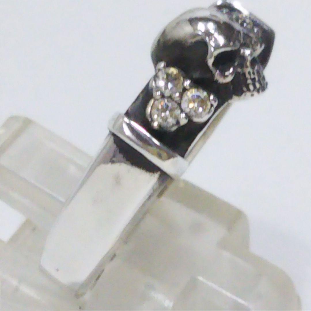 シルバーアクセサリー ハンドメイド シルバー スカルリング　ジルコニア