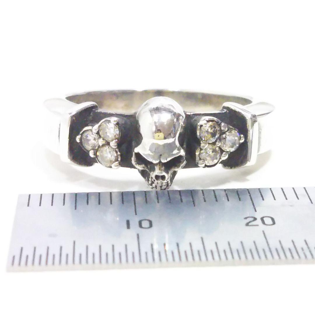 シルバーアクセサリー ハンドメイド シルバー スカルリング　ジルコニア