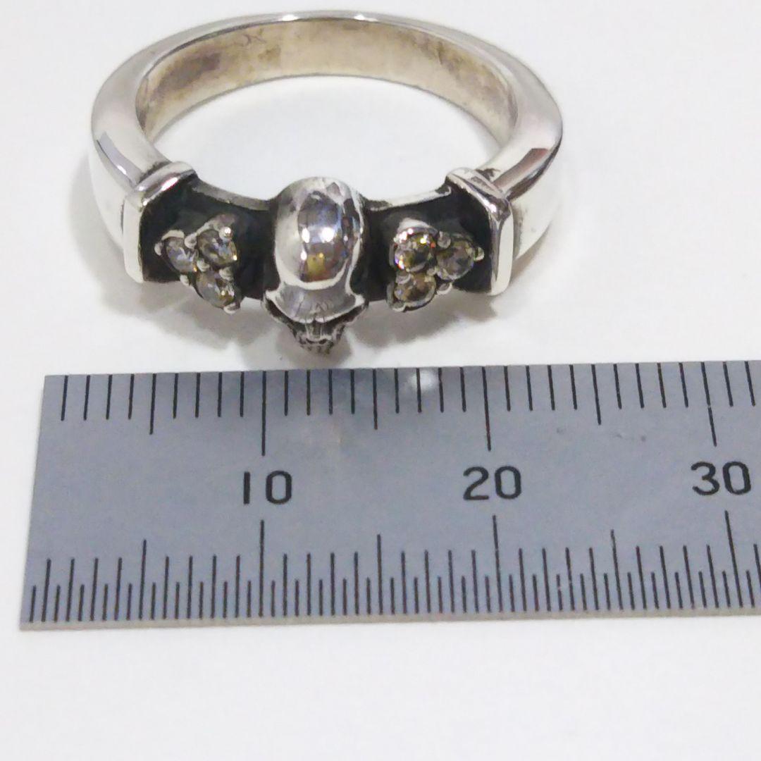 シルバーアクセサリー ハンドメイド シルバー スカルリング　ジルコニア