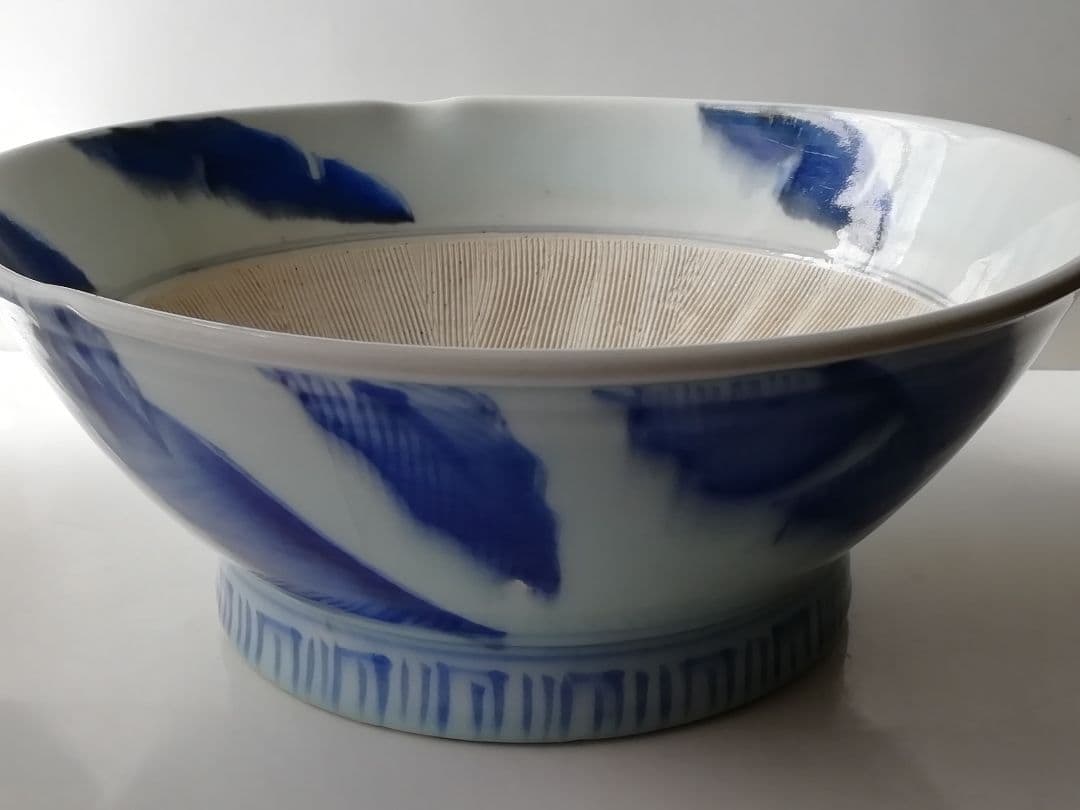 骨董のすり鉢　染付　ボウル