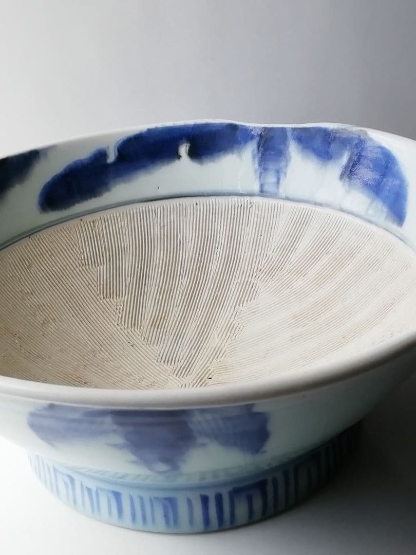 骨董のすり鉢　染付　ボウル