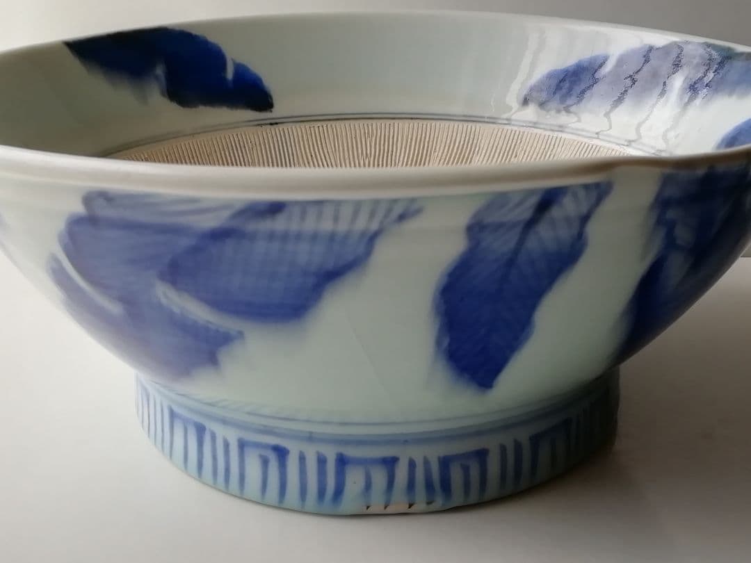骨董のすり鉢　染付　ボウル