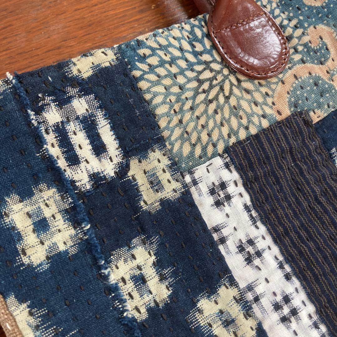 古布　襤褸　トートバッグ　酒袋　藍染絣　パッチワーク　刺し子