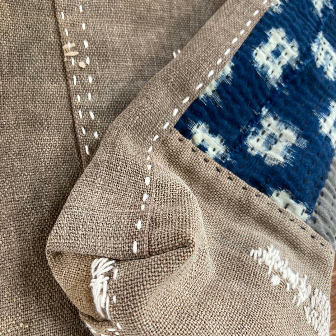 古布　襤褸　トートバッグ　酒袋　藍染絣　パッチワーク　刺し子