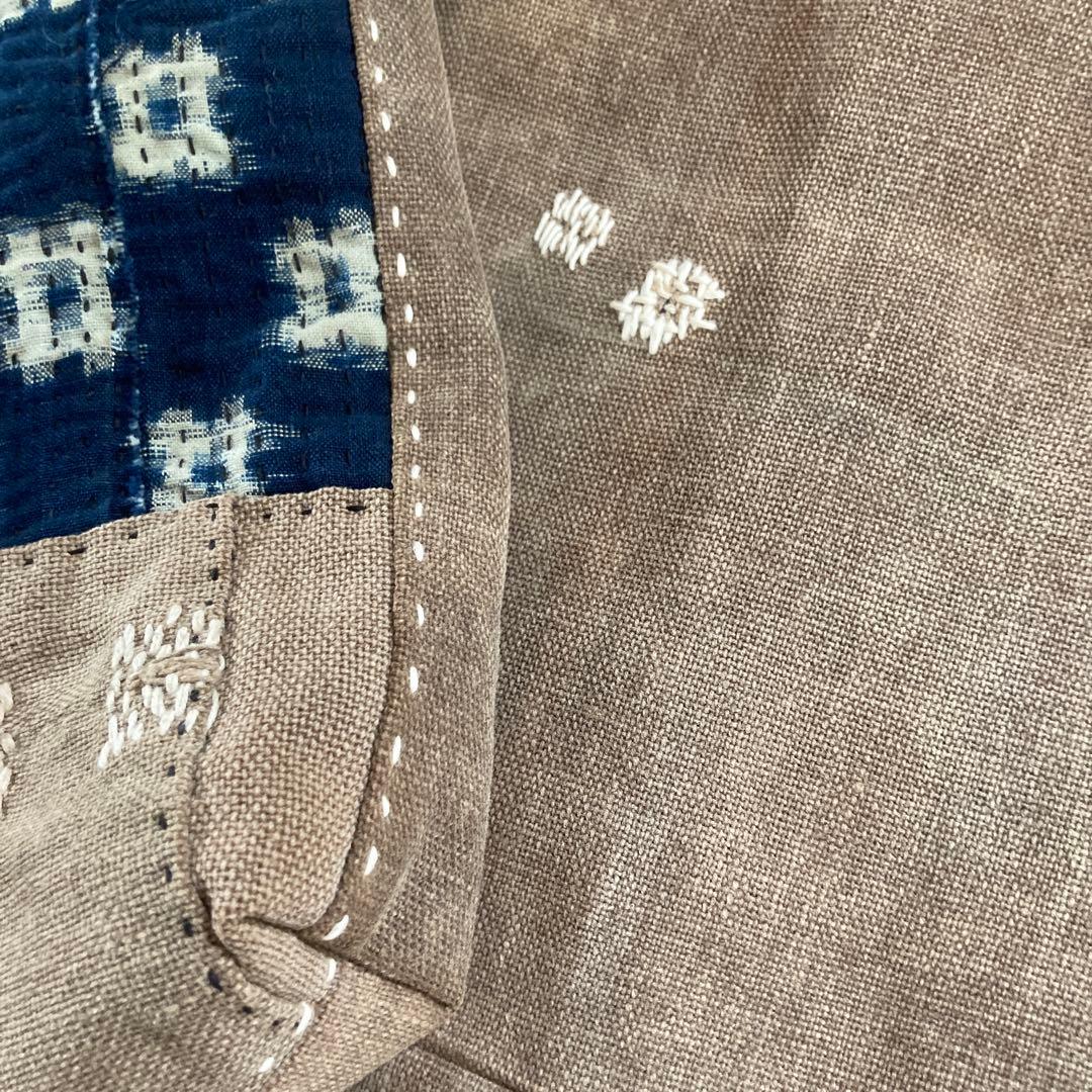 古布　襤褸　トートバッグ　酒袋　藍染絣　パッチワーク　刺し子