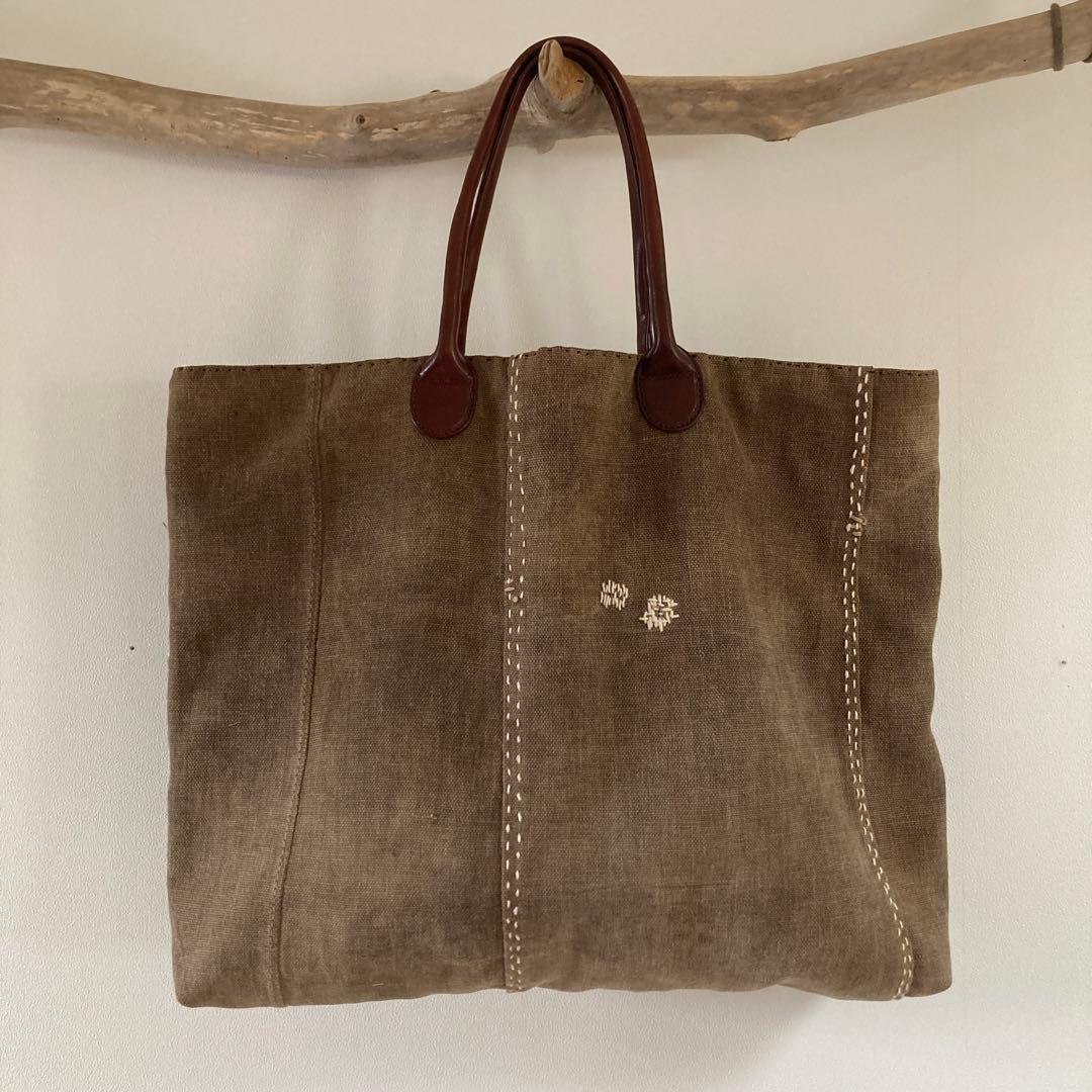 古布　襤褸　トートバッグ　酒袋　藍染絣　パッチワーク　刺し子