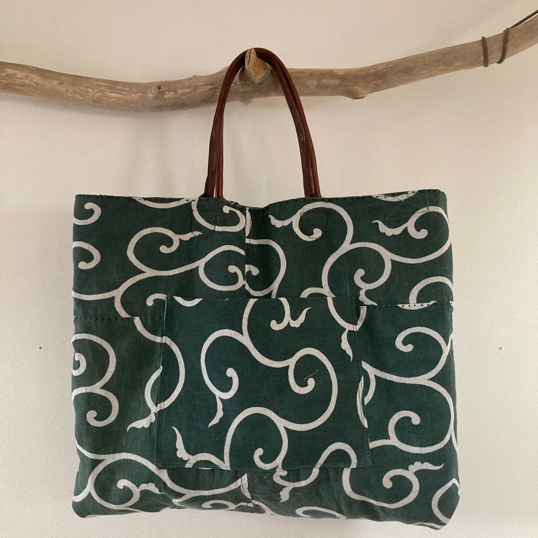 古布　襤褸　トートバッグ　酒袋　藍染絣　パッチワーク　刺し子