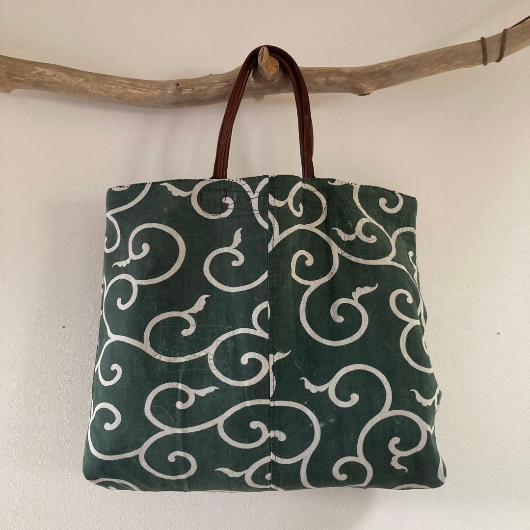 古布　襤褸　トートバッグ　酒袋　藍染絣　パッチワーク　刺し子