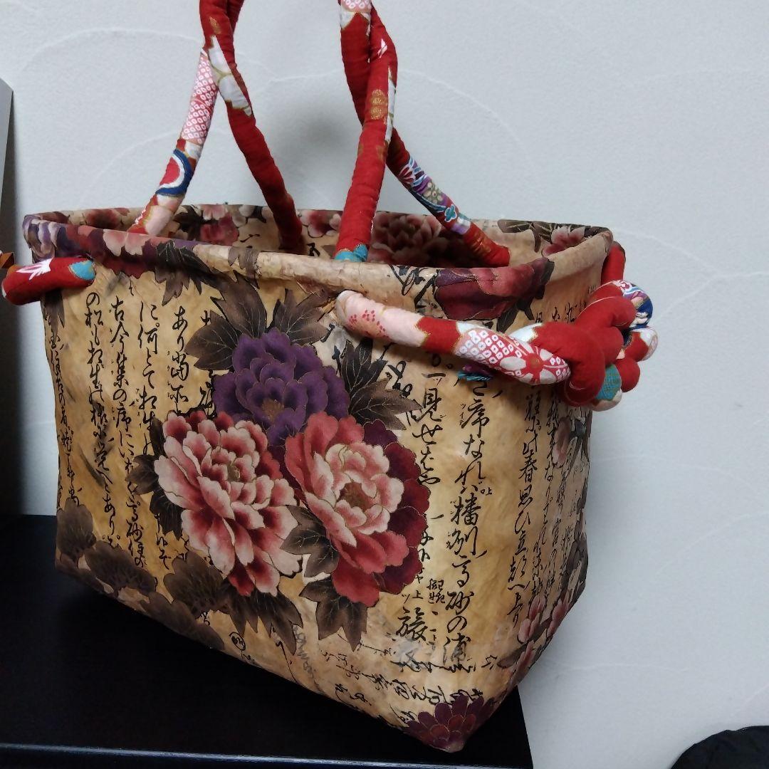 【一閑張り】 手提げバッグ　　籠　世界に一つだけ