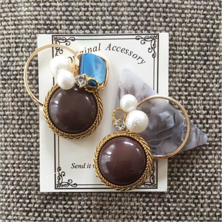 ハンドメイド*ヴィンテージ レトロ アシンメトリー クリップ