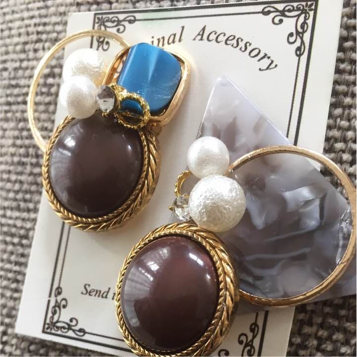 ハンドメイド*ヴィンテージ レトロ アシンメトリー クリップ