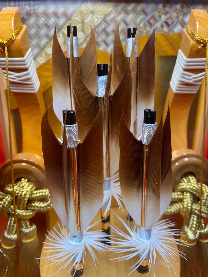 伝統工芸　奇木細工　道翠監修　破魔弓　総檜造りガラスケース