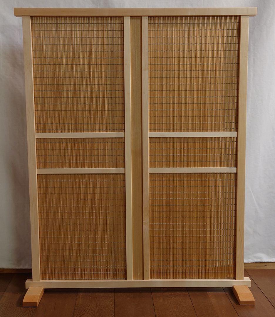 衝立　間仕切り　１枚式簾調パーテーション　フレーム木地仕上げ　アクセント衝立　②