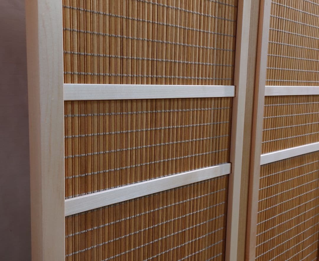 衝立　間仕切り　１枚式簾調パーテーション　フレーム木地仕上げ　アクセント衝立　②