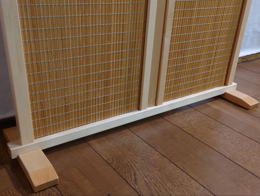 衝立　間仕切り　１枚式簾調パーテーション　フレーム木地仕上げ　アクセント衝立　②